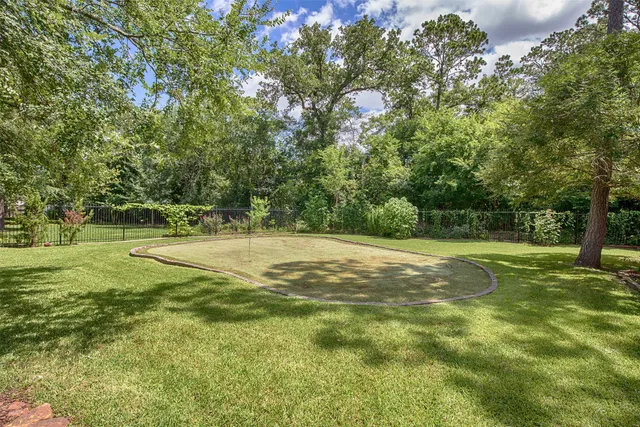 a view of a yard with plants and a trees