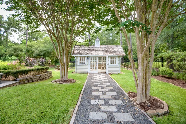a view of a large building from a balcony