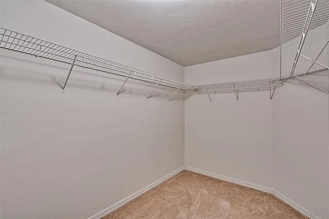 a view of a room with racks on the wall