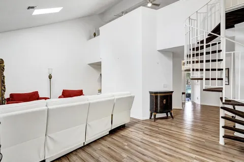 a living room with furniture