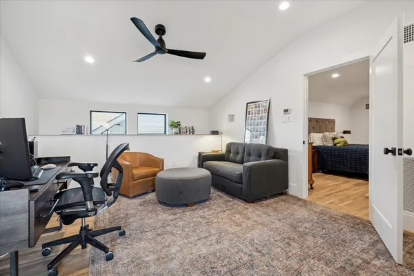 a living room with furniture