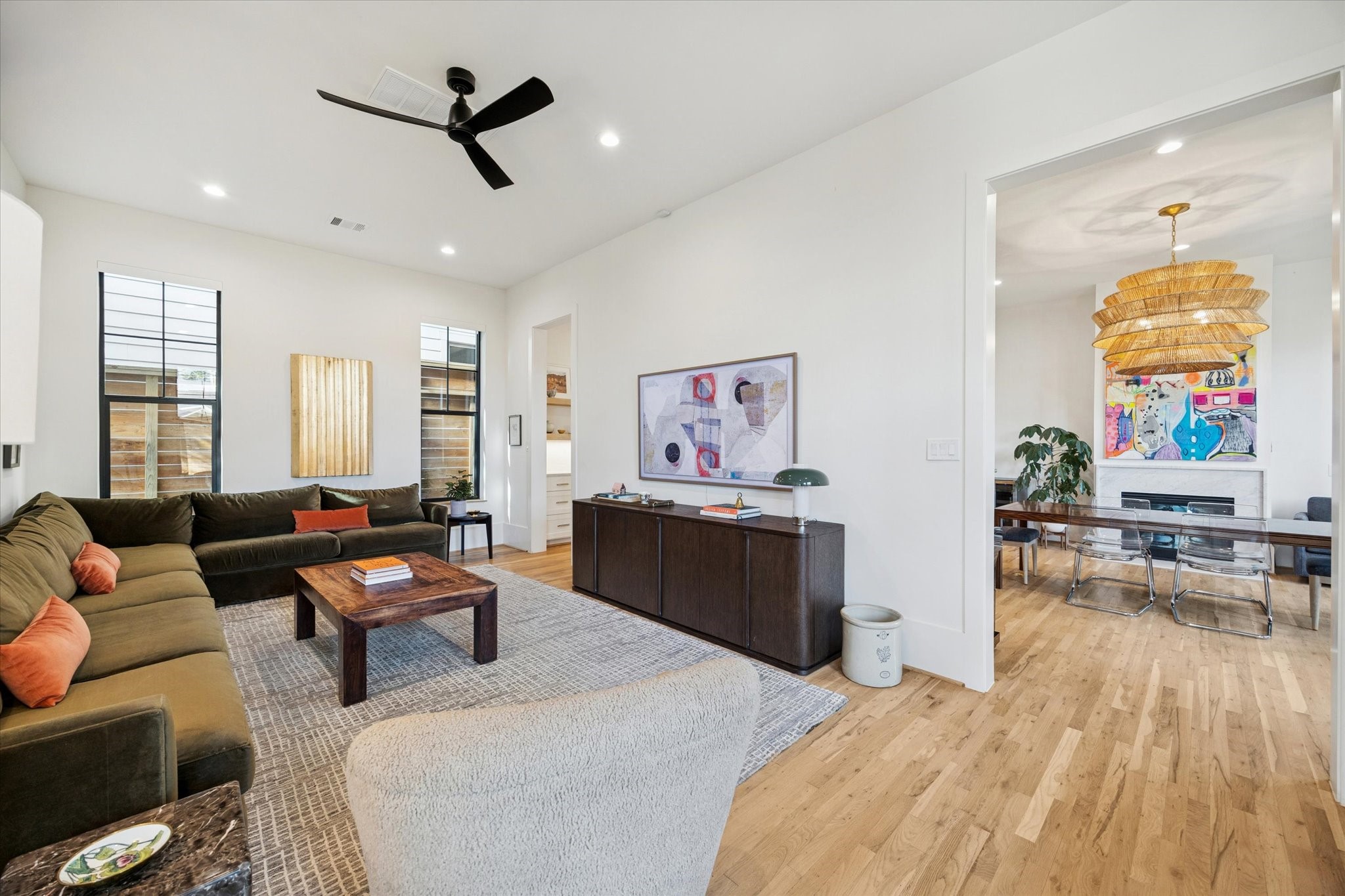 701 Ridge Street Houston, TX 77009 - Photo 10 of 50 Alternate view showcasing seamless flow between the living, kitchen, and dining spaces.