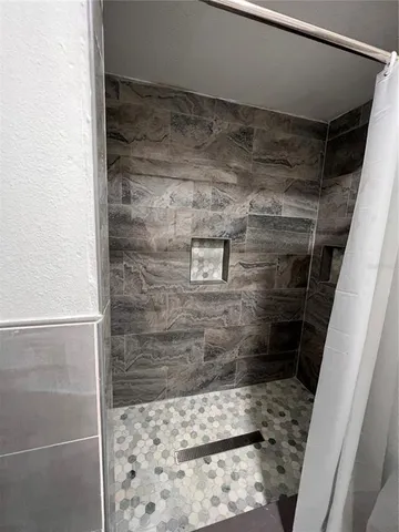a bathroom with a shower