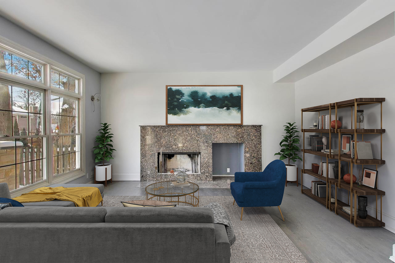 309 Ridge Road Highland Park, IL 60035 - Photo 18 of 71 a living room with furniture and a fireplace