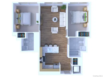 a view of a balcony with furniture and floor to ceiling window