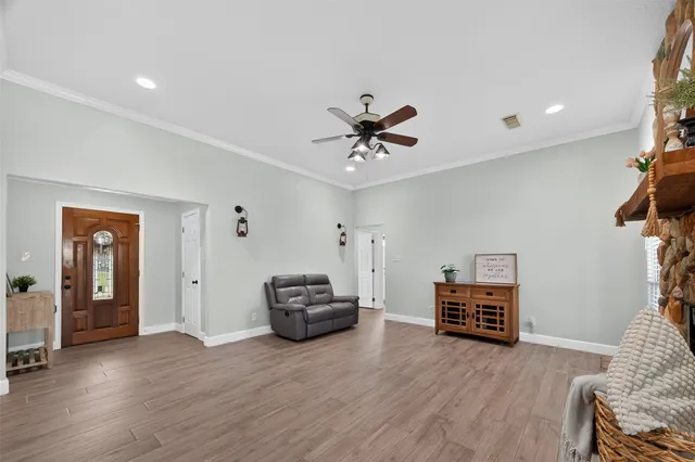 a living room with furniture