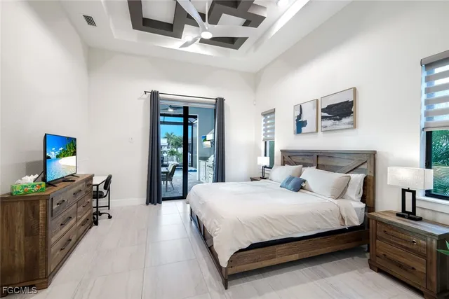 a bedroom with a bed and furniture