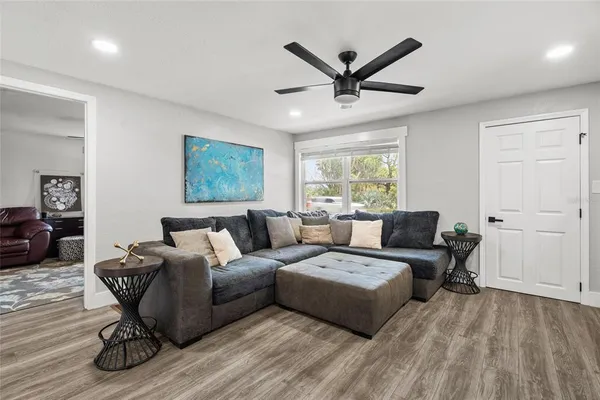 a living room with furniture