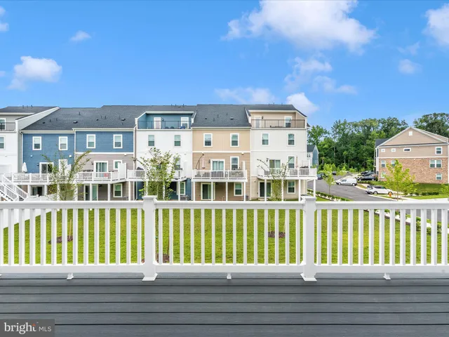 a view of a deck with wooden floor