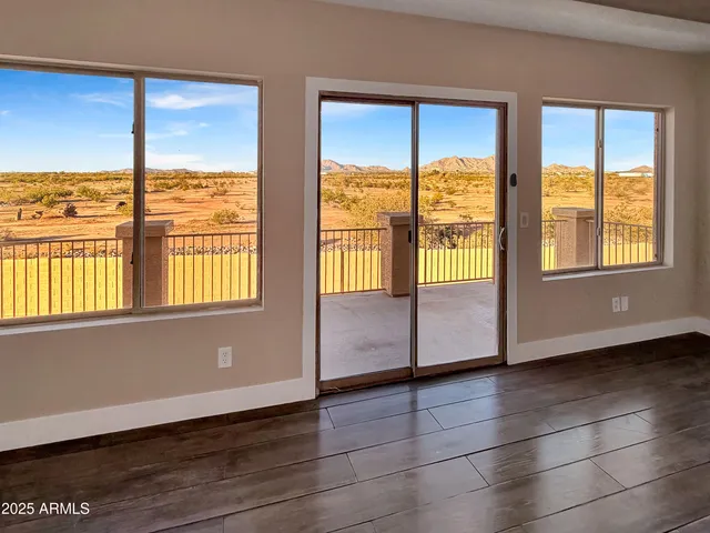 a view of a terrace with city view