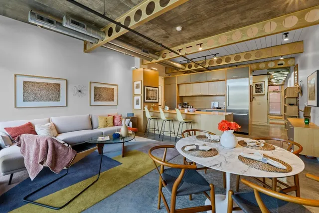 a work room with furniture