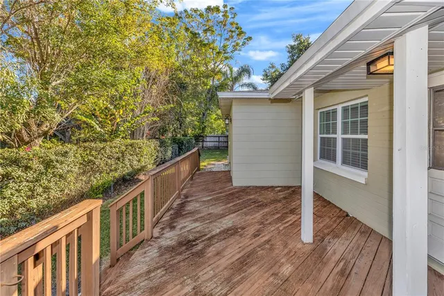 a view of deck and wooden floor