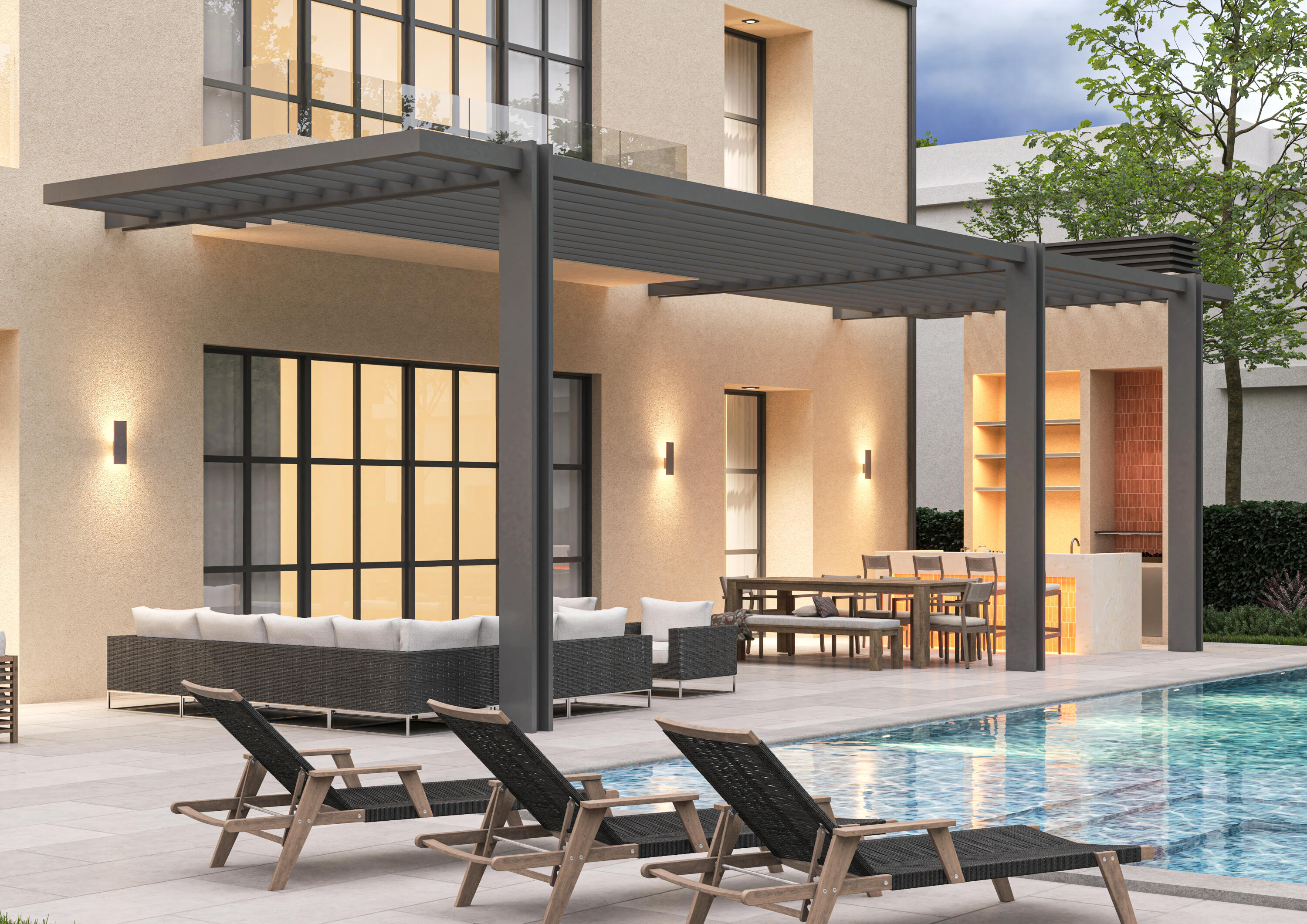 7135 Valencia Drive Boca Raton, FL 33433 - Photo 5 of 42 Motorized Louvered Pergola -Dusk