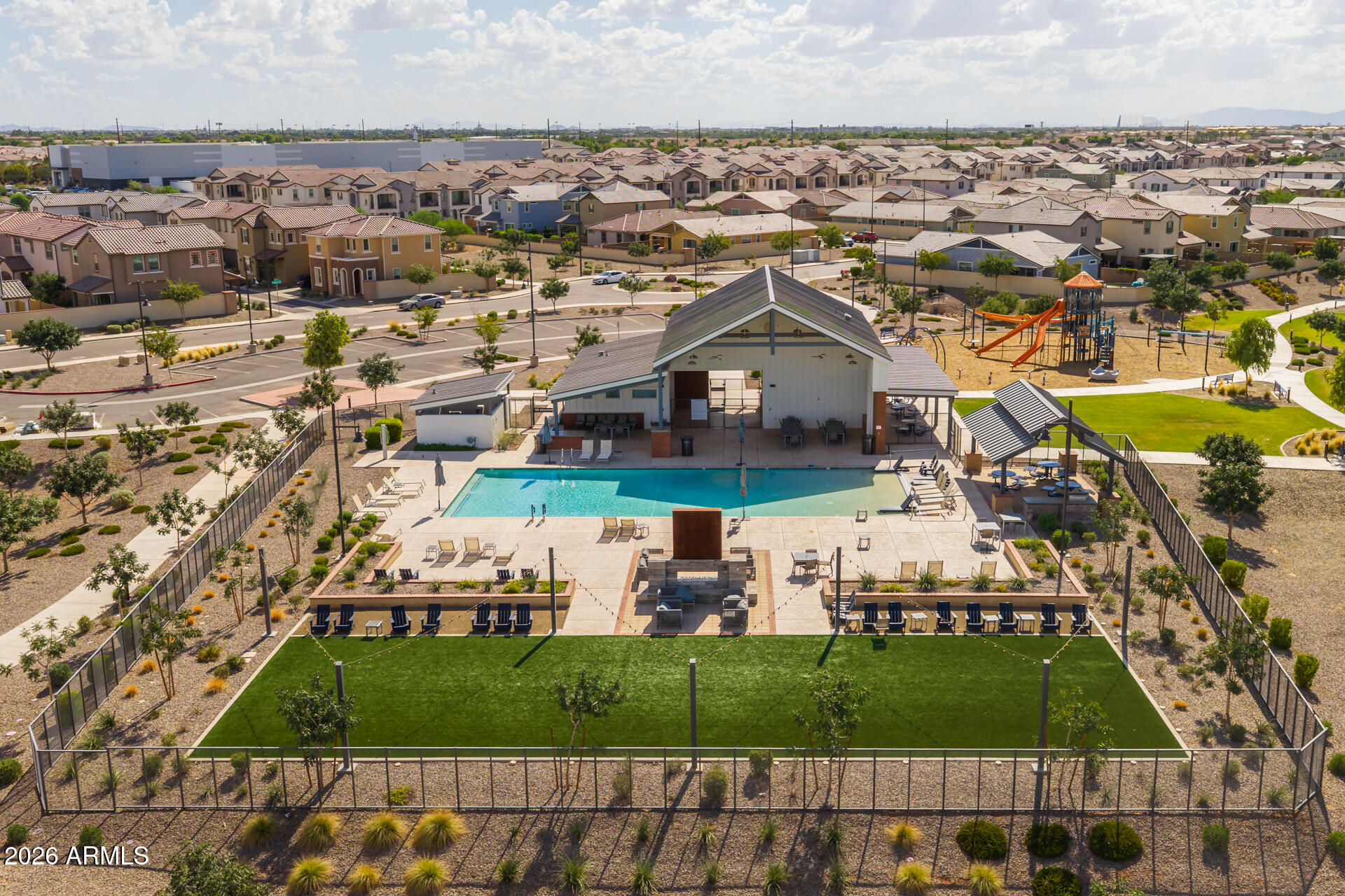 4143 East Appaloosa Road Gilbert, AZ 85296 - Photo 26 of 36 an aerial view of a house with a garden