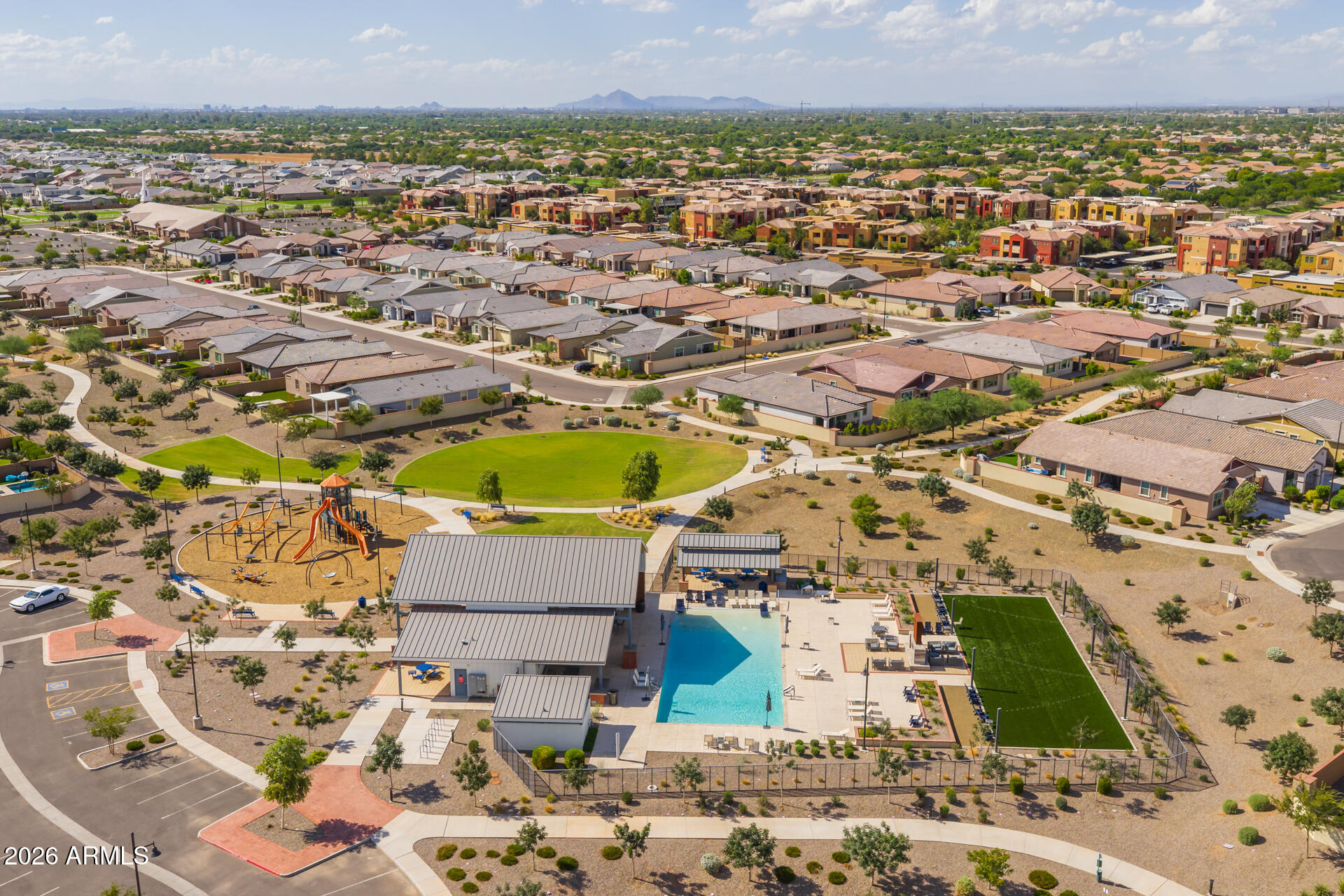 4143 East Appaloosa Road Gilbert, AZ 85296 - Photo 30 of 36 an aerial view of residential houses with outdoor space