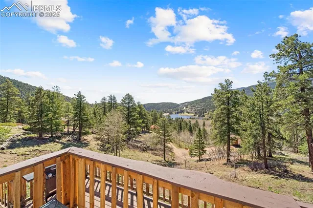 a view of a patio with table and chairs and wooden floor