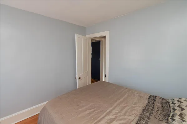 a bedroom with a bed