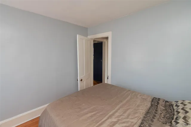 a bedroom with a bed