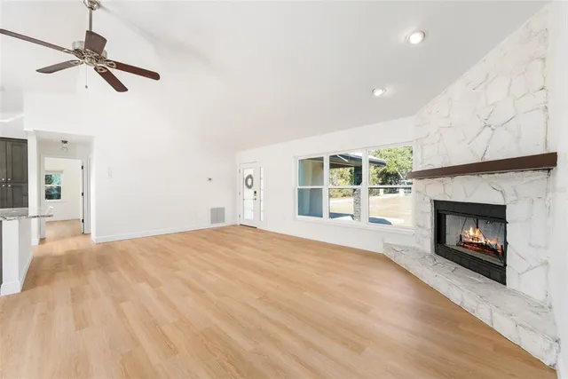 a view of a room with a chandelier