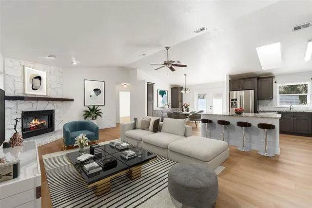 a view of a kitchen with a sink