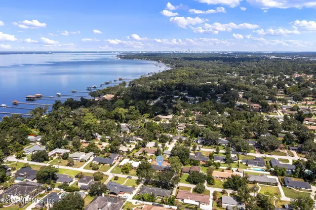 an aerial view of a house
