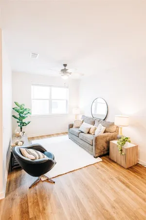 a living room with furniture