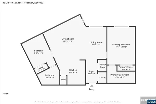 $969,900 | 82 Clinton Street, Unit 6F, Hoboken, NJ 07030