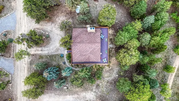 an aerial view of a house by greenery space