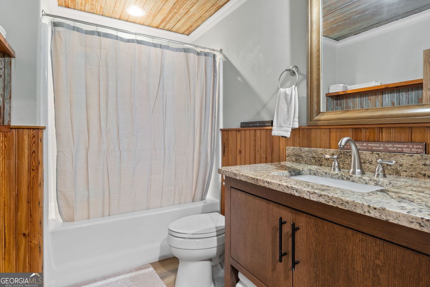 170 B Tater Hill Road Jackson, GA 30233 - Photo 47 of 74 a bathroom with a granite countertop sink and a mirror