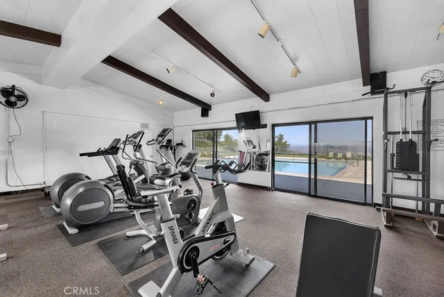 a view of a room with gym equipment