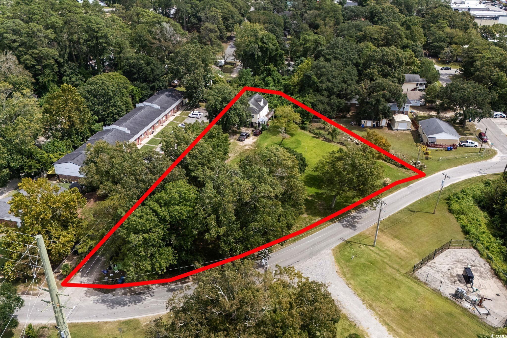 904 3rd Avenue North Myrtle Beach, SC 29577 - Photo 10 of 26 Aerial view of property and surrounding area featuring property parcel outlined