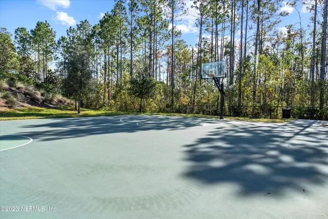a view of a park with a slide