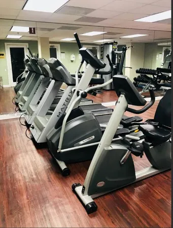 a view of a room with gym equipment