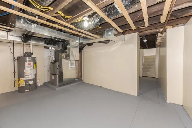 a view of a room with racks on the wall