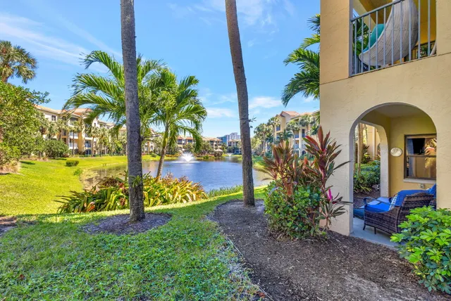 a view of a building with a garden