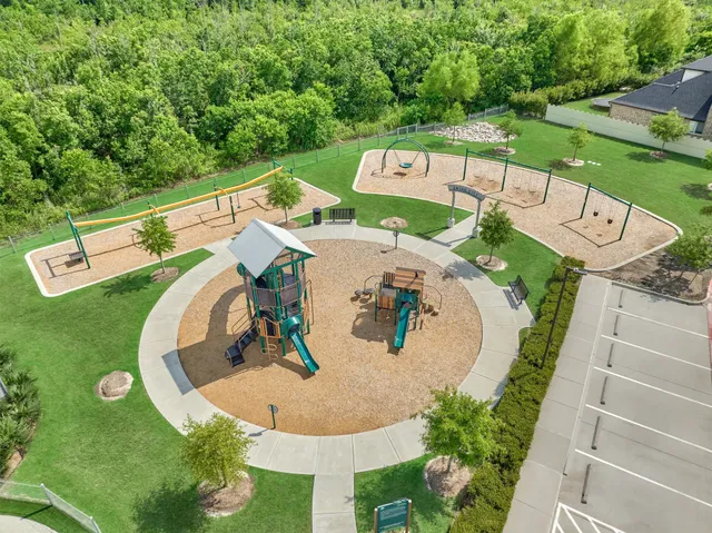 an aerial view of a house