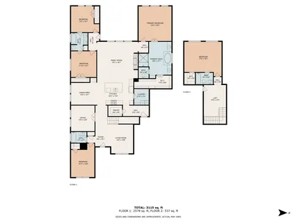 an aerial view of a house