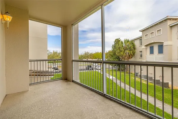 a view of a balcony with lake view