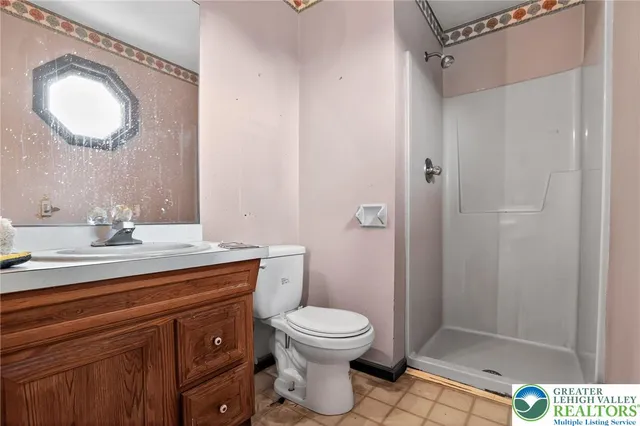 a bathroom with a toilet a sink and mirror