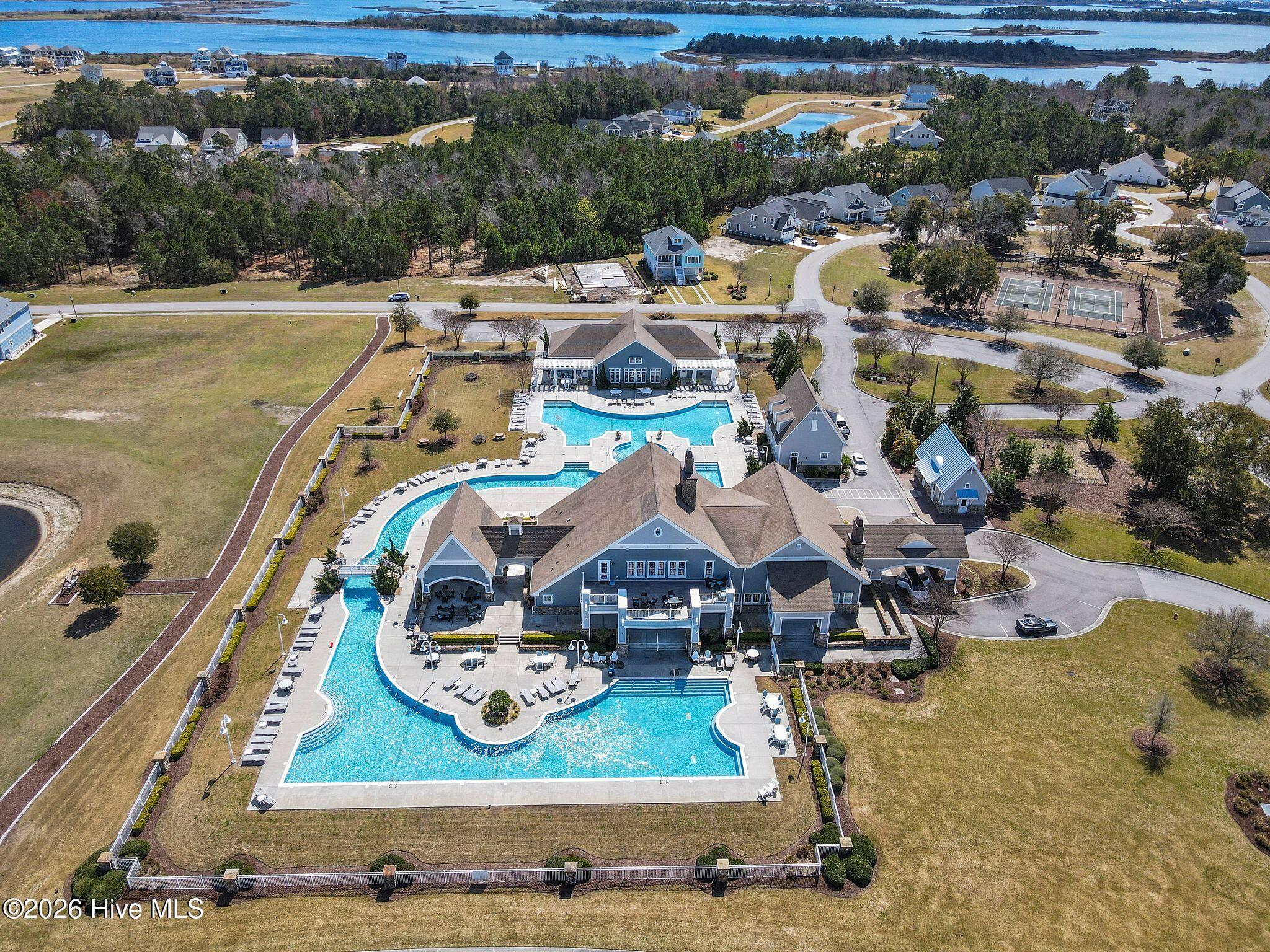 260 Kings Creek Crossing Holly Ridge, NC 28445 - Photo 19 of 37 Clubhouse and Pool Aerial