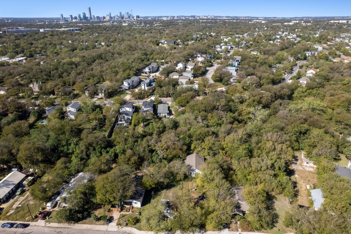 an aerial view of town with residential houses with city view