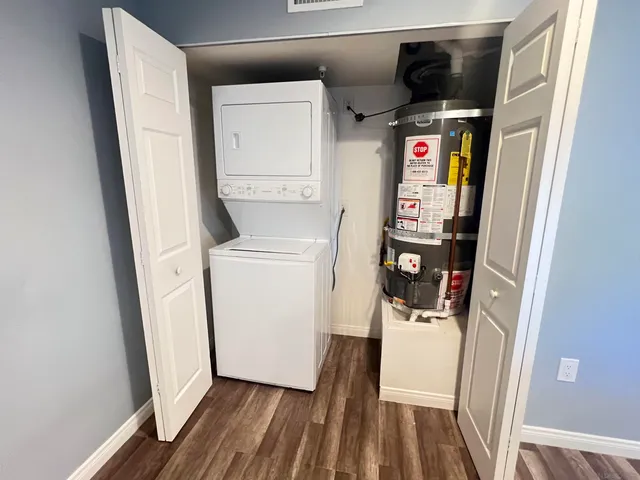 a utility room with dryer and washer