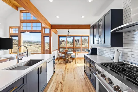 a kitchen with lots of counter top space