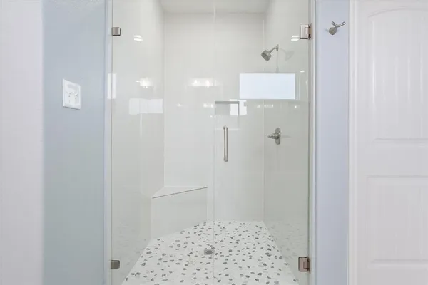a bathroom with a shower