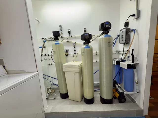 a close view of water heater room