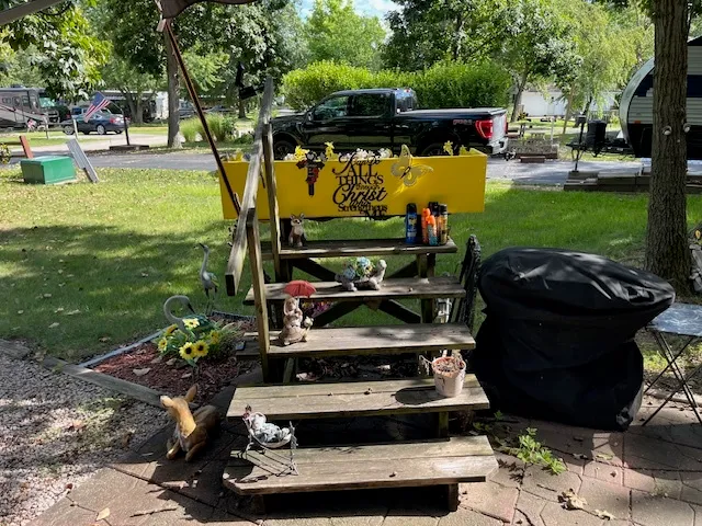 a view of a chairs and table in a patio