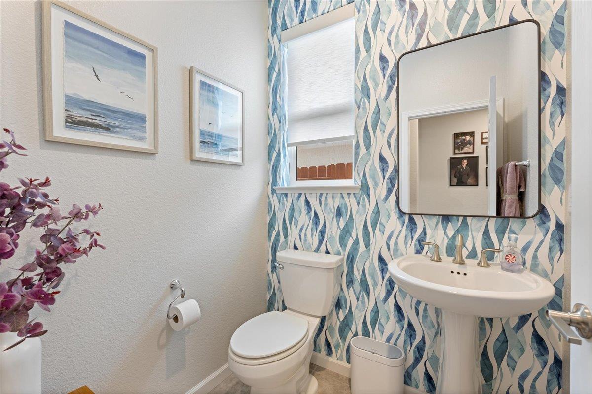 823 Riley Lane Lincoln, CA 95648 - Photo 30 of 52 a bathroom with a toilet a sink and a mirror