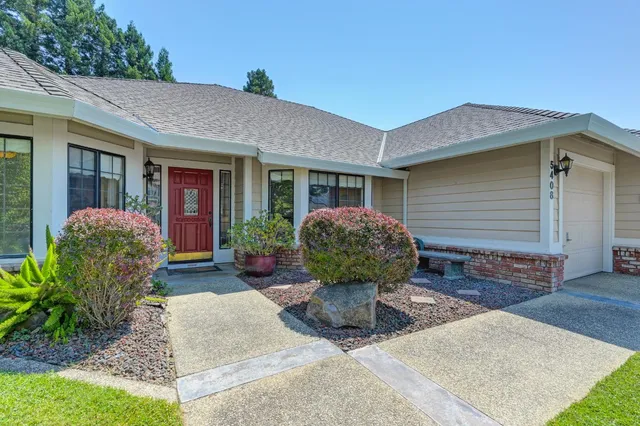 a view of a potted plants in front of a house