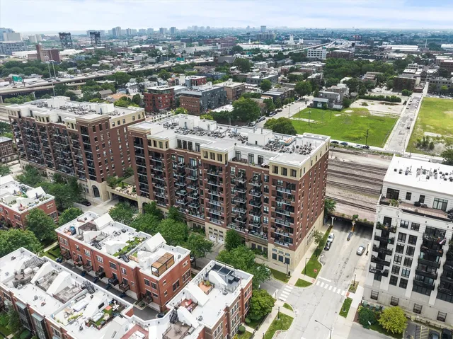 a view of a city with tall buildings