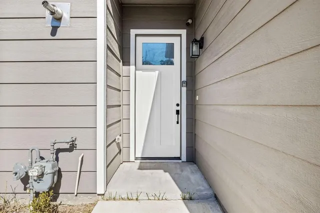 a view of wooden door